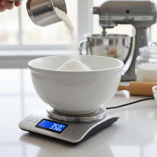 Balance pesant de la farine pour pâtisserie