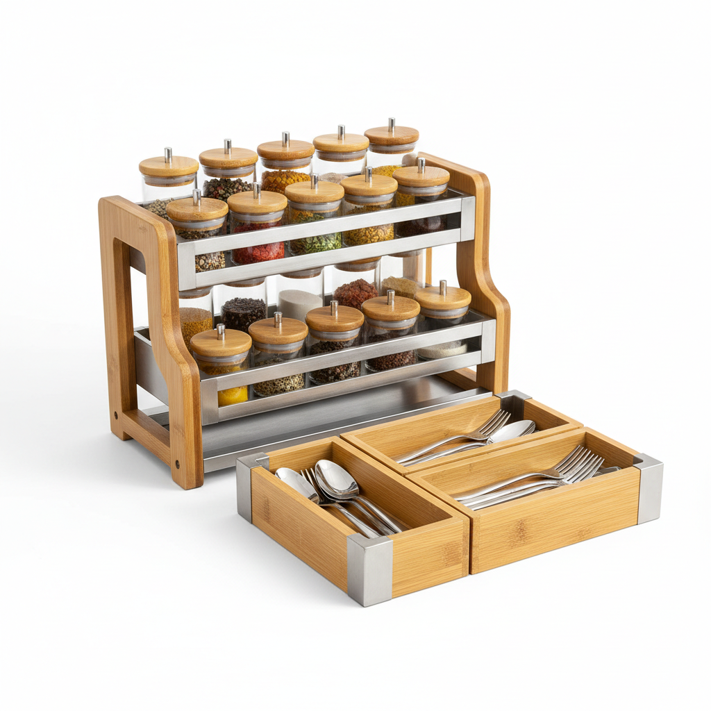 Organisateur de cuisine en bambou