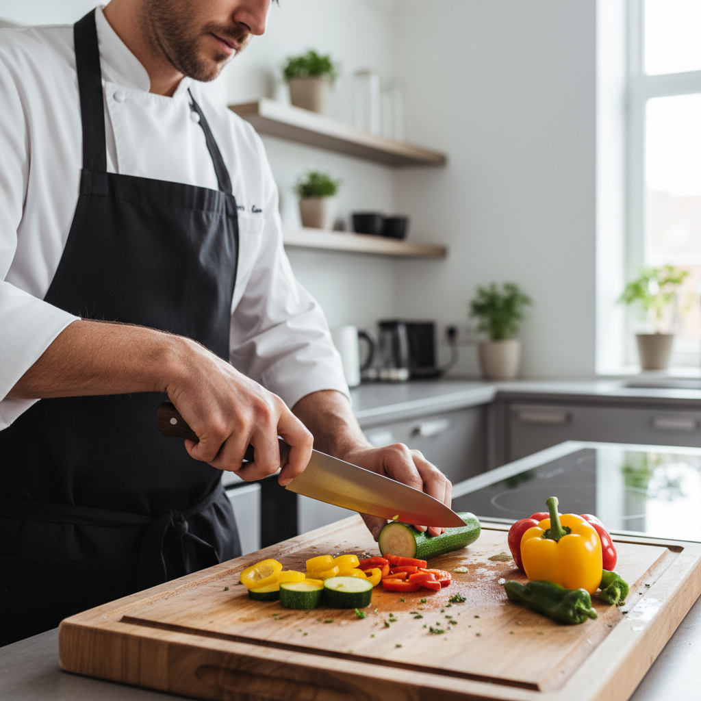 Chef utilisant un couteau professionnel