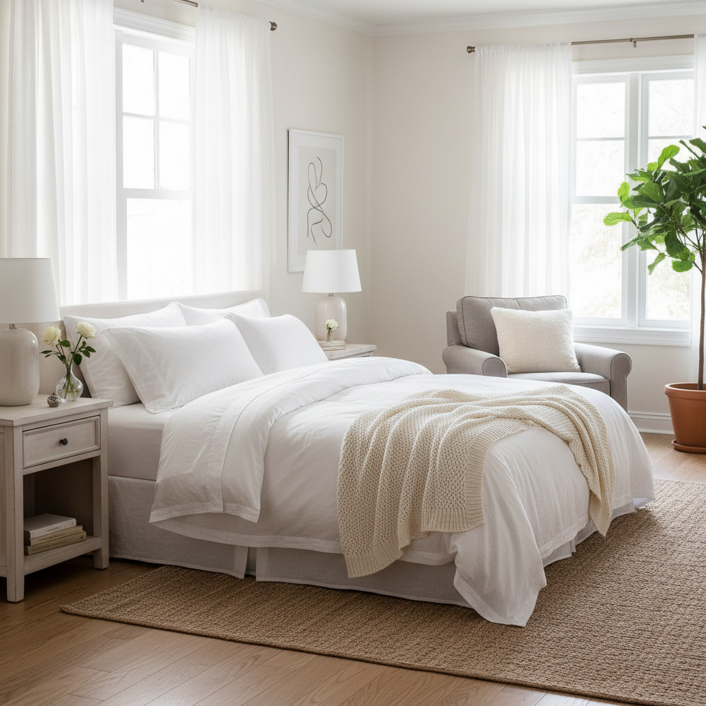 Chambre avec parure de lit élégante